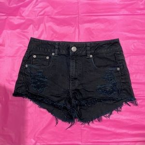 AE black denim shorts